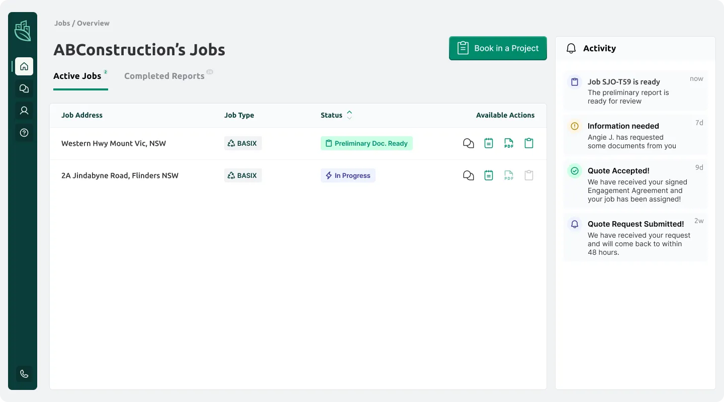 Green Choice Consulting project interface
